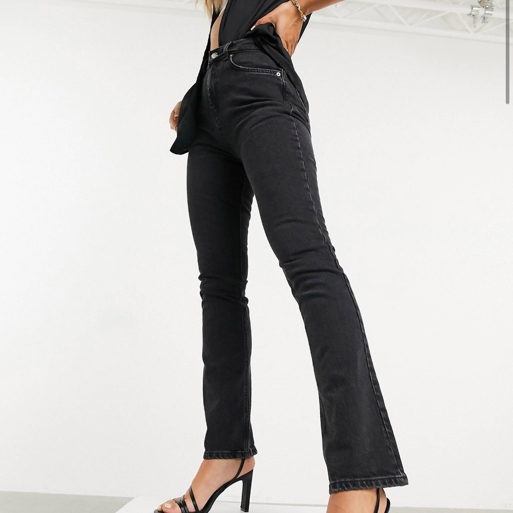 ASOS Design High Rise 70s stretch flare jeans in washed black